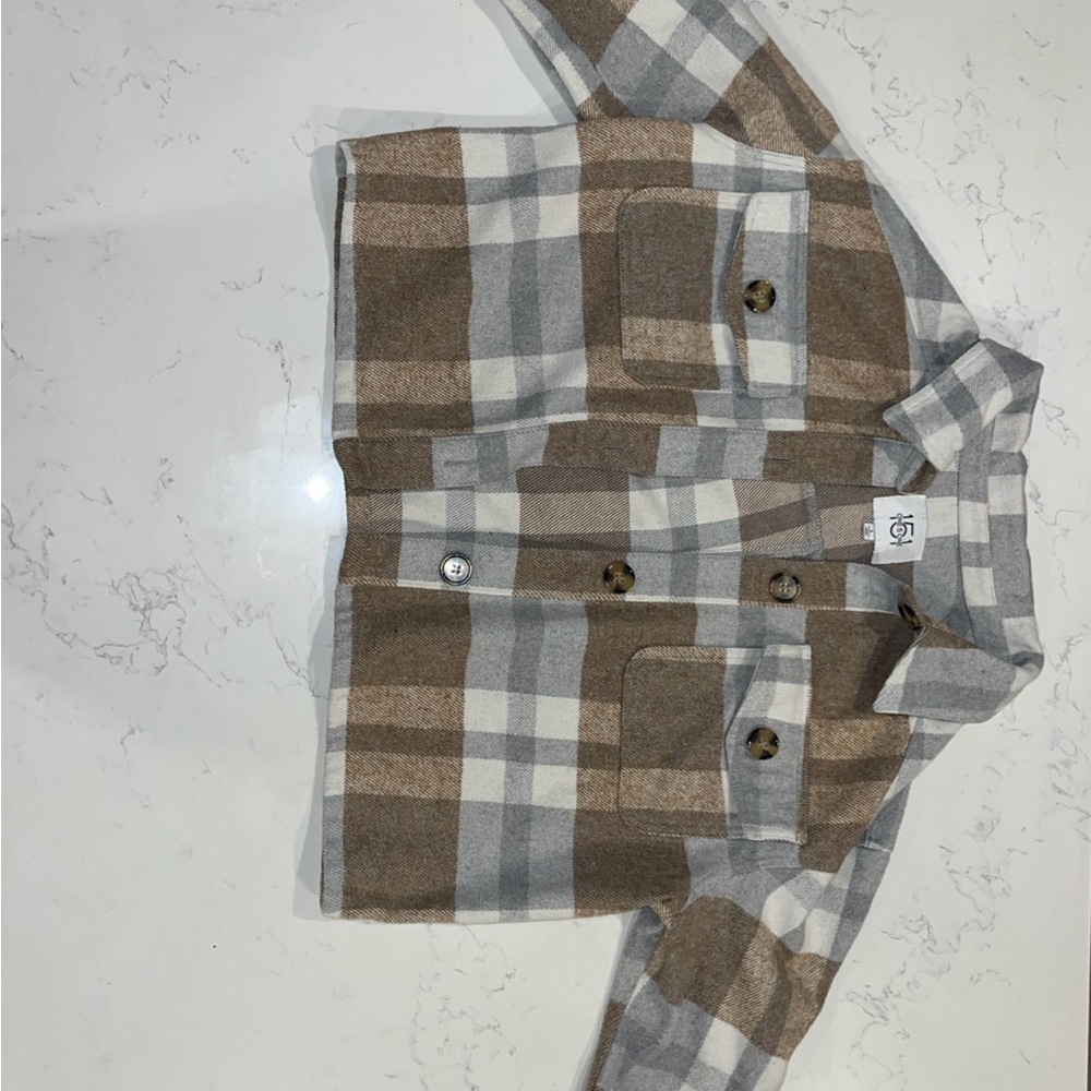 one 5 one Plaid Jacket in Brown and Gray